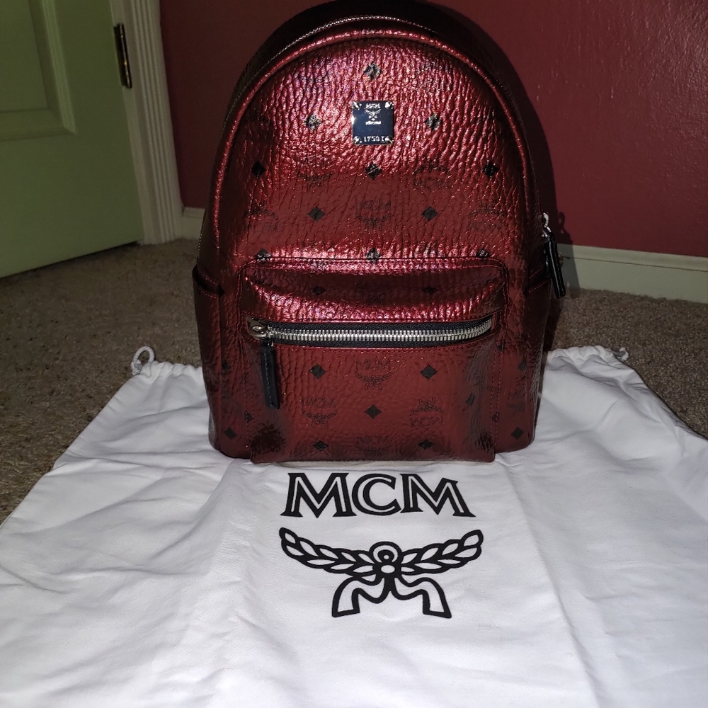 Authentic MCM Scooter Red Medium Backpack